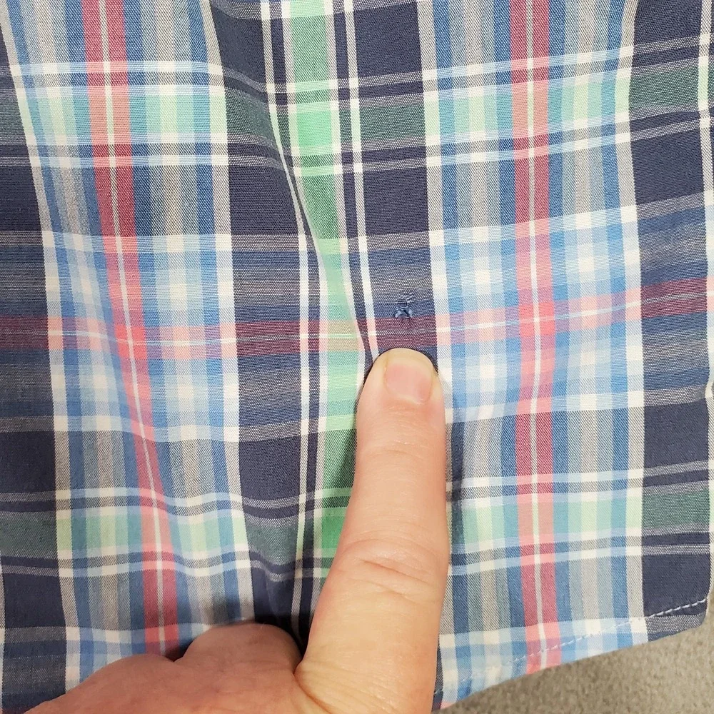 Vineyard Vines Whale Shirt MensXL Blue Green Pink‎ Plaid Preppy Classic